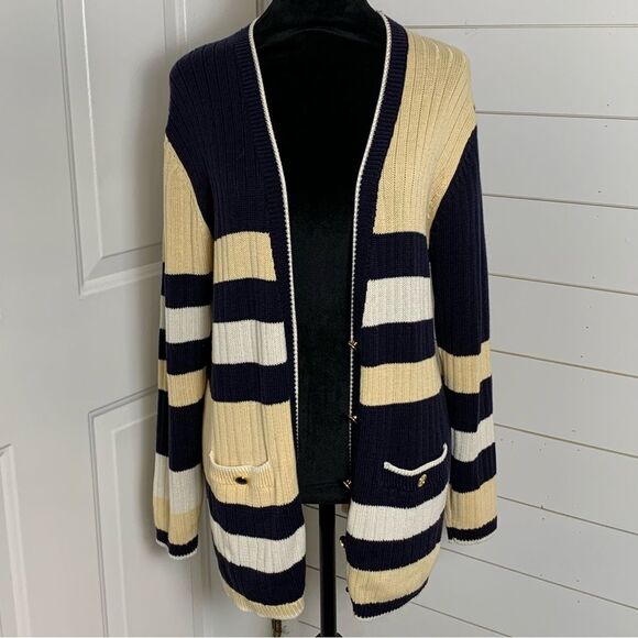 Vintage Koret Striped Cardigan Woman’s size medium old money Classic - Picture 1 of 16